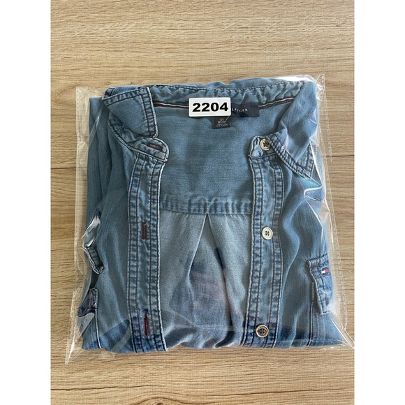 Tommy Hilfiger Denim Chambray Shirt Button Down Top Womens XS Long Sleeve Casual - Picture 12 of 12